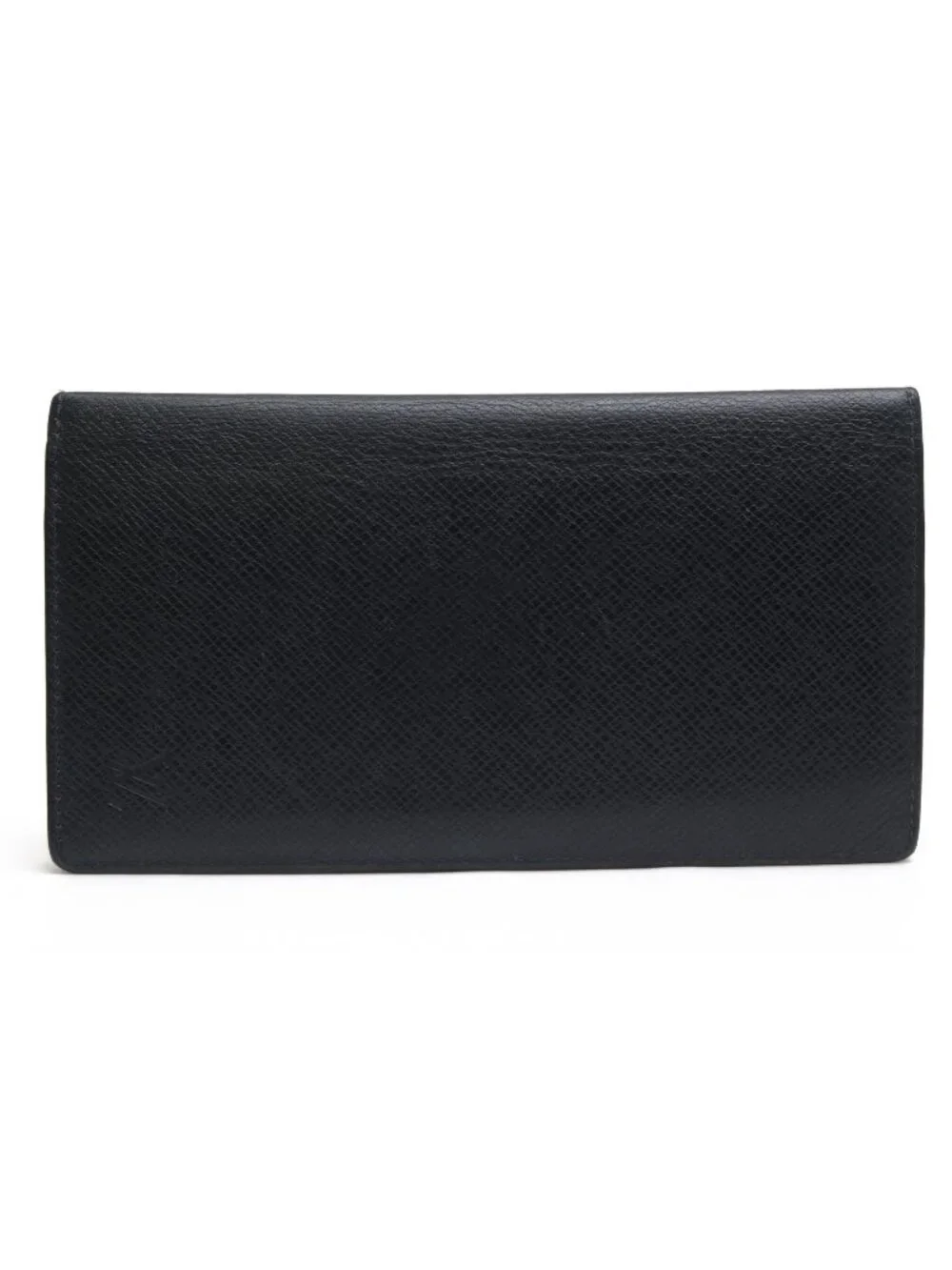 Louis Vuitton Wallet Leather Black Taiga Portefeuille Long Billfold No Coin
